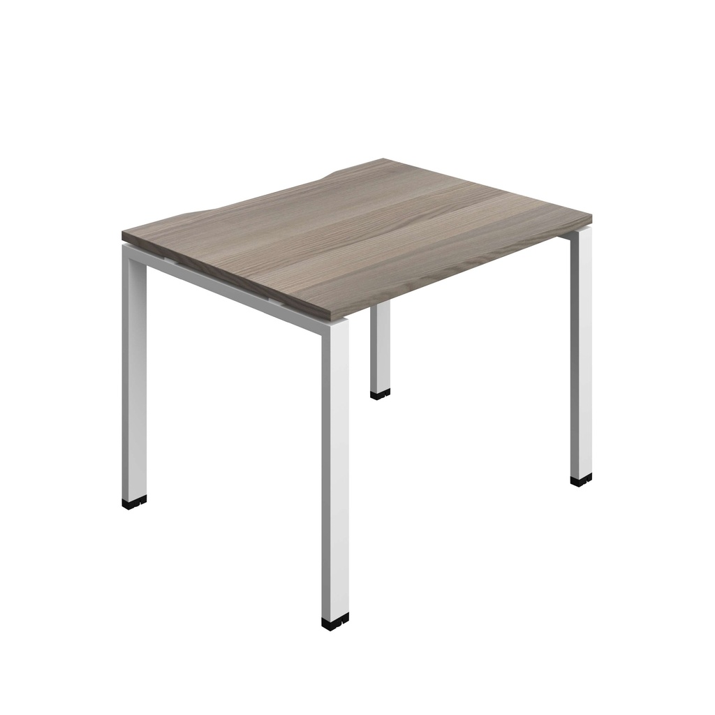 Synergy Bench With Cut Out: 1 Person (Fsc) | Goal Post Leg | 1000 X 800 | Grey Oak/White