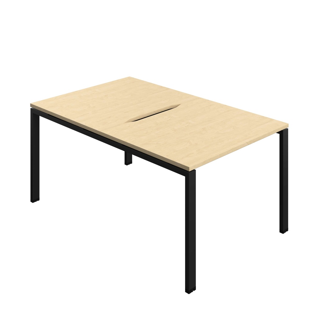 Synergy Bench With Cut Out: 2 Person (Fsc) | Goal Post Leg | 1000 X 800 | Maple/Black