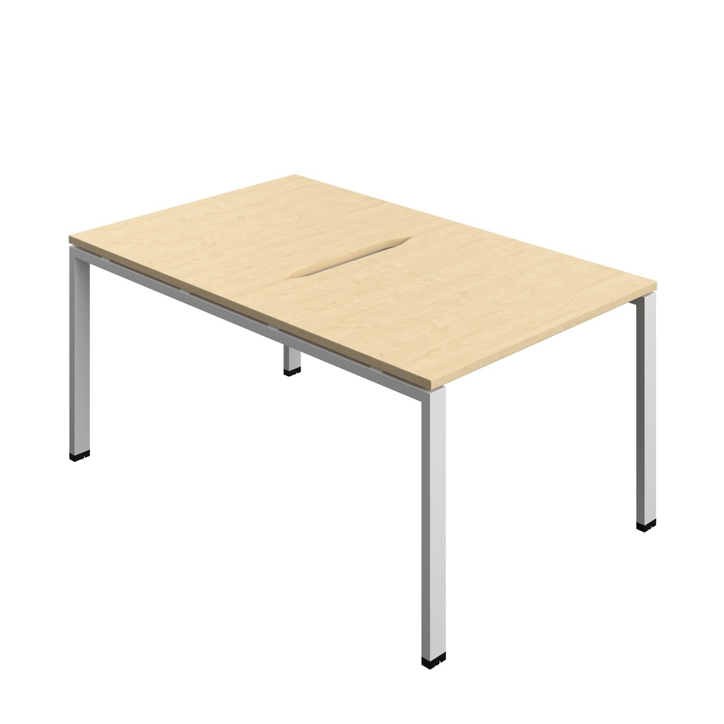 Synergy Bench With Cut Out: 2 Person (Fsc) | Goal Post Leg | 1000 X 800 | Maple/Silver