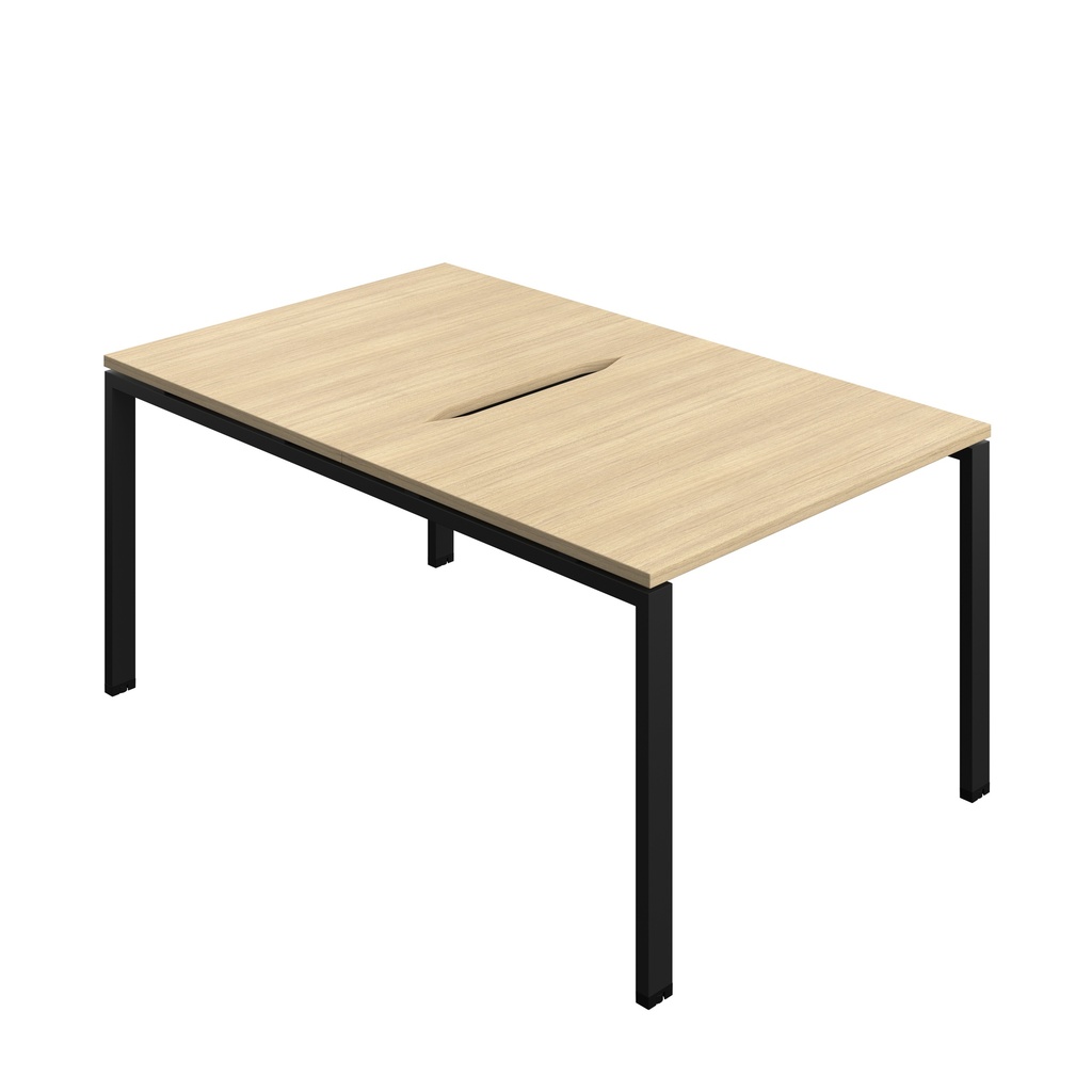 Synergy Bench With Cut Out: 2 Person (Fsc) | Goal Post Leg | 1000 X 800 | Nova Oak/Black