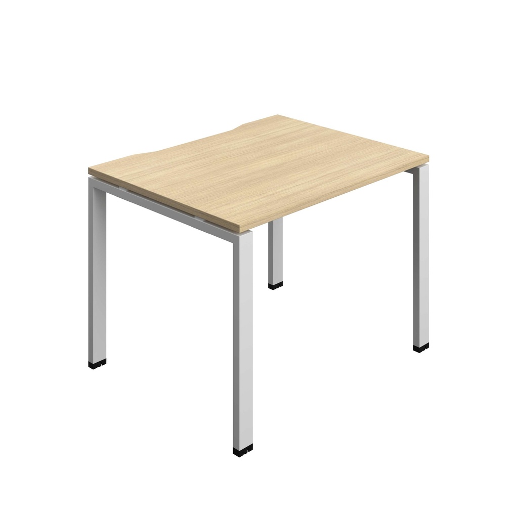 Synergy Bench With Cut Out: 1 Person (Fsc) | Goal Post Leg | 1000 X 800 | Nova Oak/Silver
