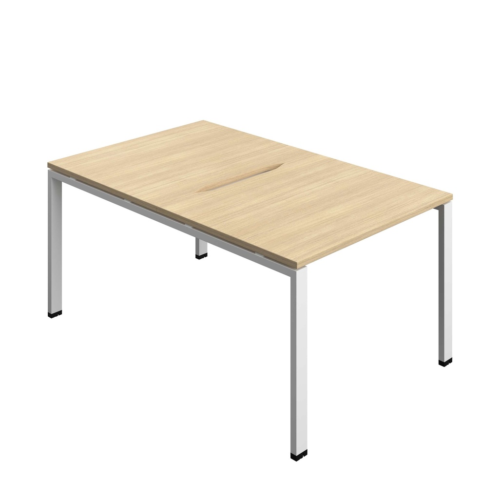 Synergy Bench With Cut Out: 2 Person (Fsc) | Goal Post Leg | 1000 X 800 | Nova Oak/White
