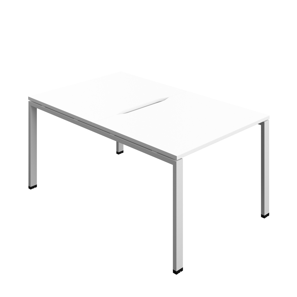 Synergy|2P Bench Desk|Cut Out|Goal Post|1000X800|White-Silver