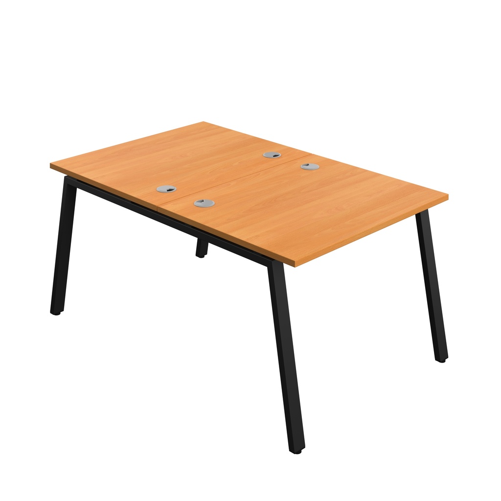 Synergy|2P Bench Desk|Cable Ports|A-Frame|1000X800|Beech-Black