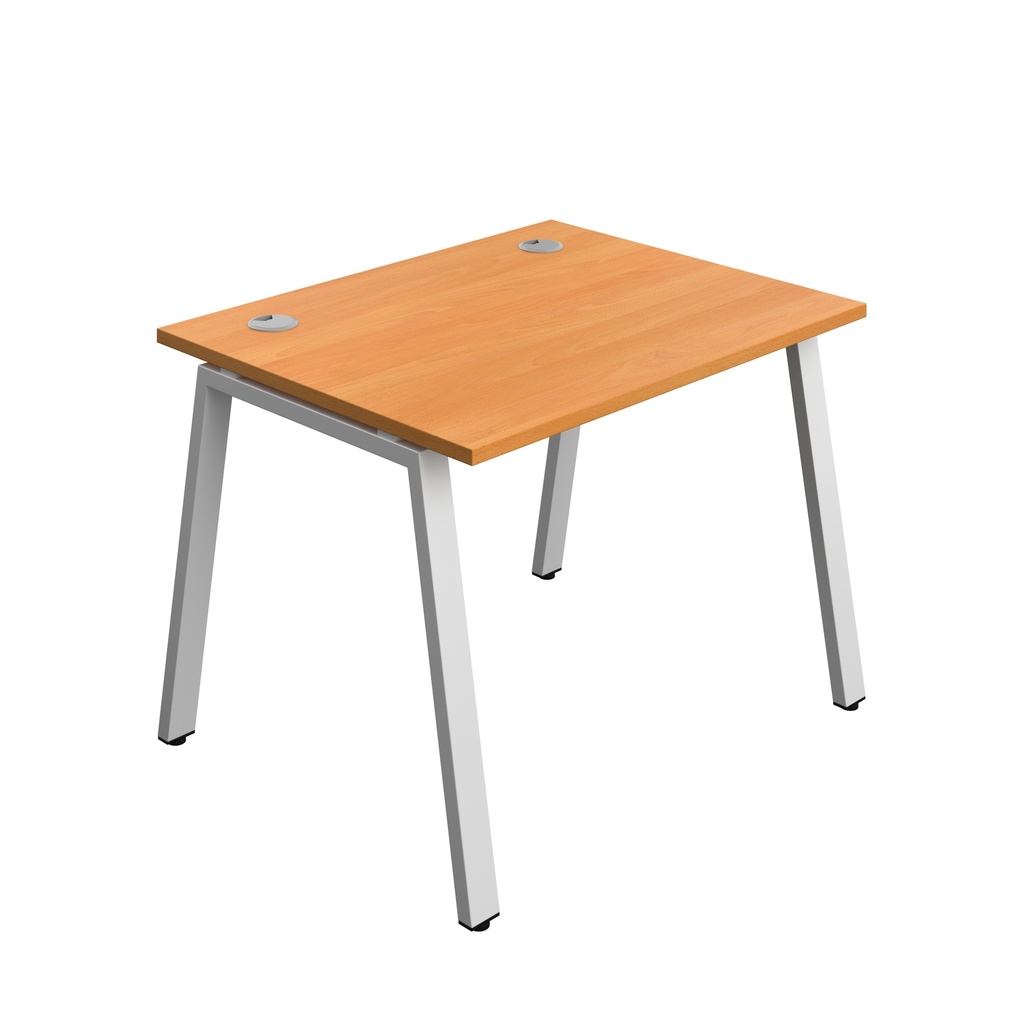 Synergy|1P Bench Desk|Cable Ports|A-Frame|1000X800|Beech-Silver