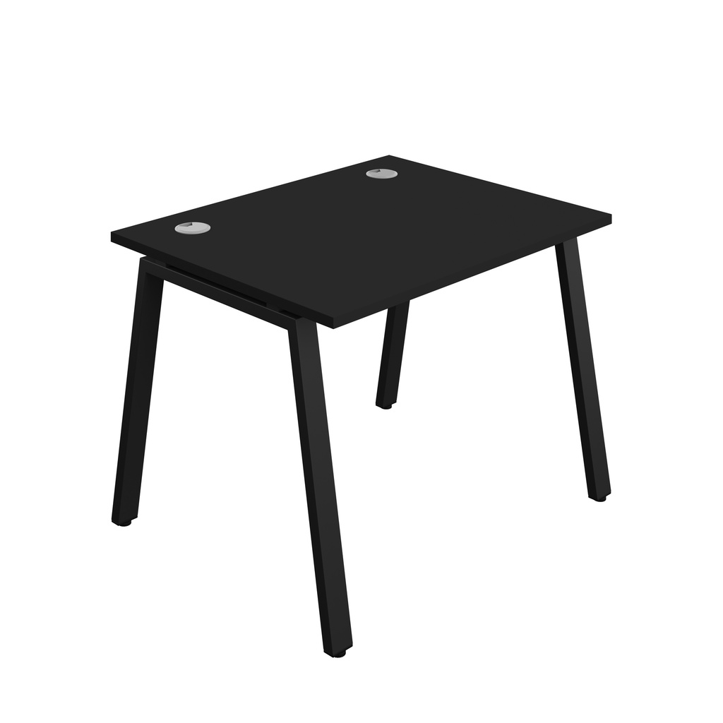 Synergy|1P Bench Desk|Cable Ports|A-Frame|1000X800|Black-Black