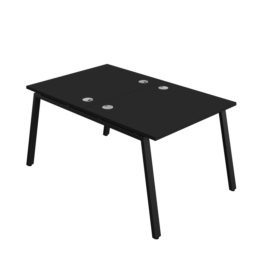 Synergy|2P Bench Desk|Cable Ports|A-Frame|1000X800|Black-Black