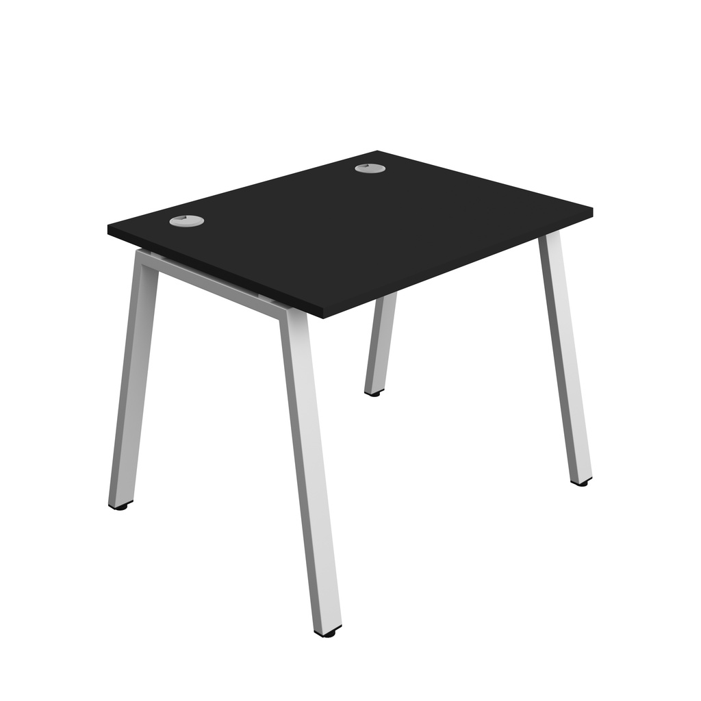 Synergy|1P Bench Desk|Cable Ports|A-Frame|1000X800|Black-Silver
