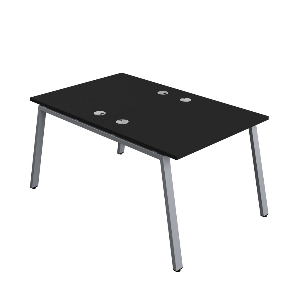 Synergy Bench With Cable Ports: 2 Person (Fsc) | A-Frame Leg | 1000 X 800 | Black/Silver
