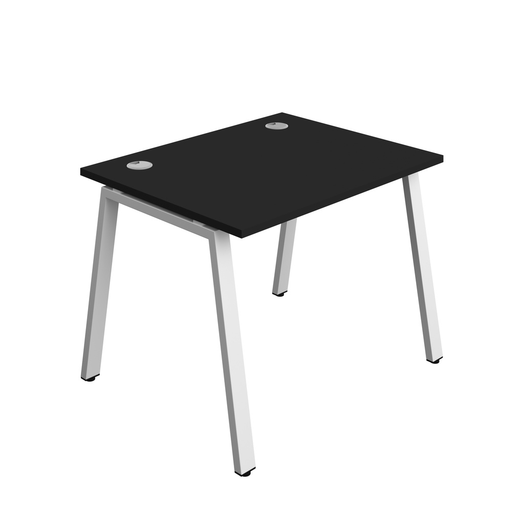 Synergy|1P Bench Desk|Cable Ports|A-Frame|1000X800|Black-White