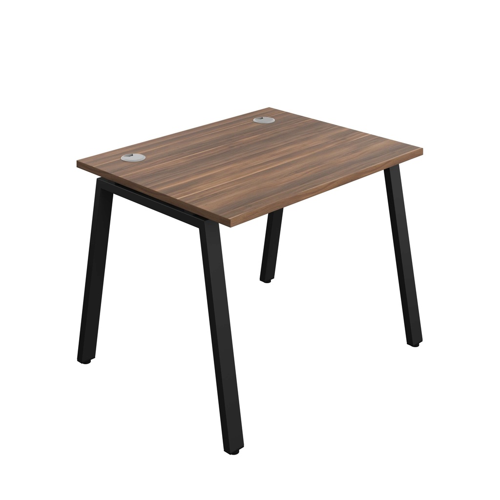 Synergy Bench With Cable Ports: 1 Person (Fsc) | A-Frame Leg | 1000 X 800 | Dark Walnut/Black