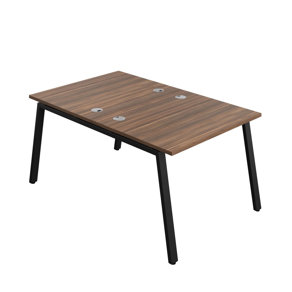 Synergy Bench With Cable Ports: 2 Person (Fsc) | A-Frame Leg | 1000 X 800 | Dark Walnut/Black
