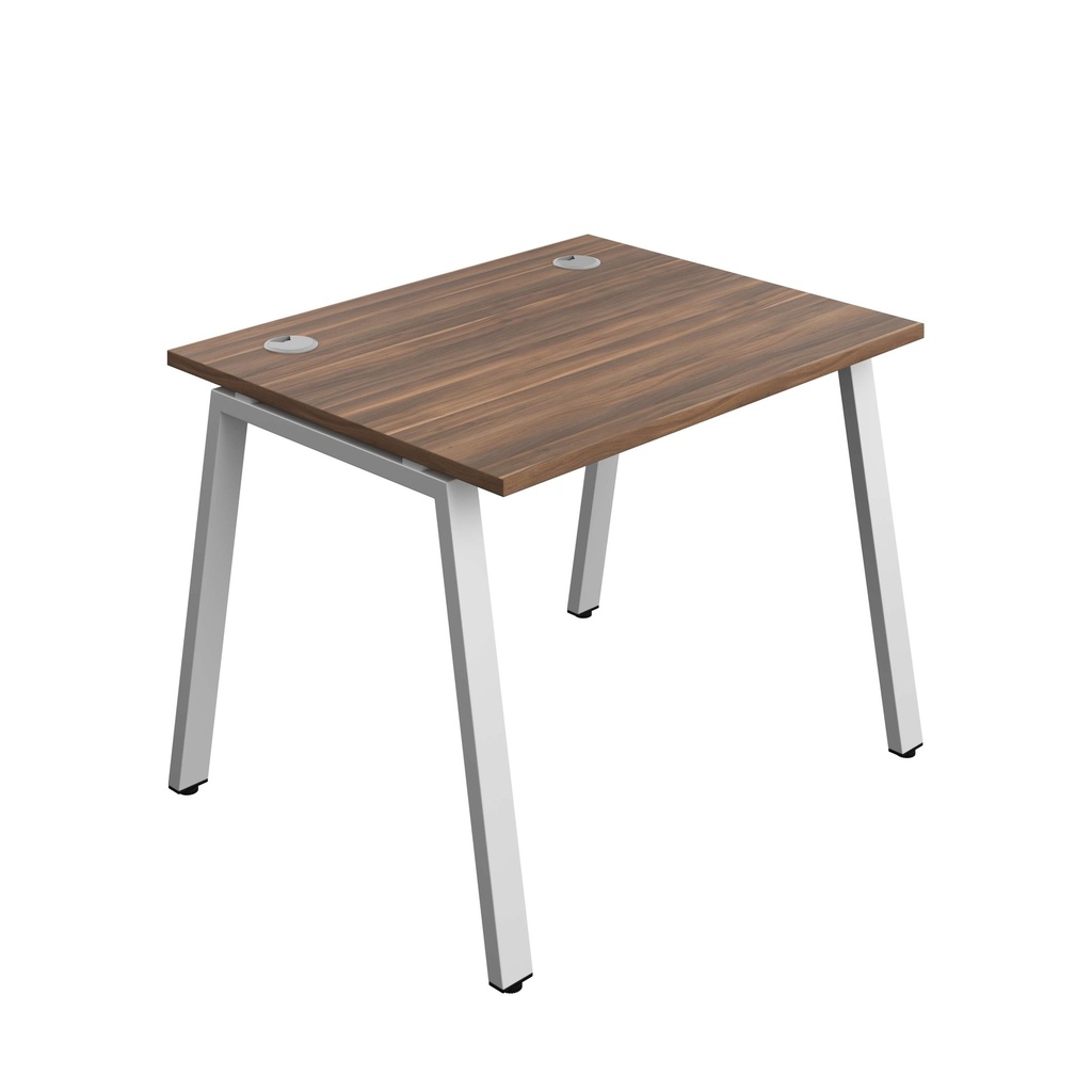 Synergy Bench With Cable Ports: 1 Person (Fsc) | A-Frame Leg | 1000 X 800 | Dark Walnut/Silver