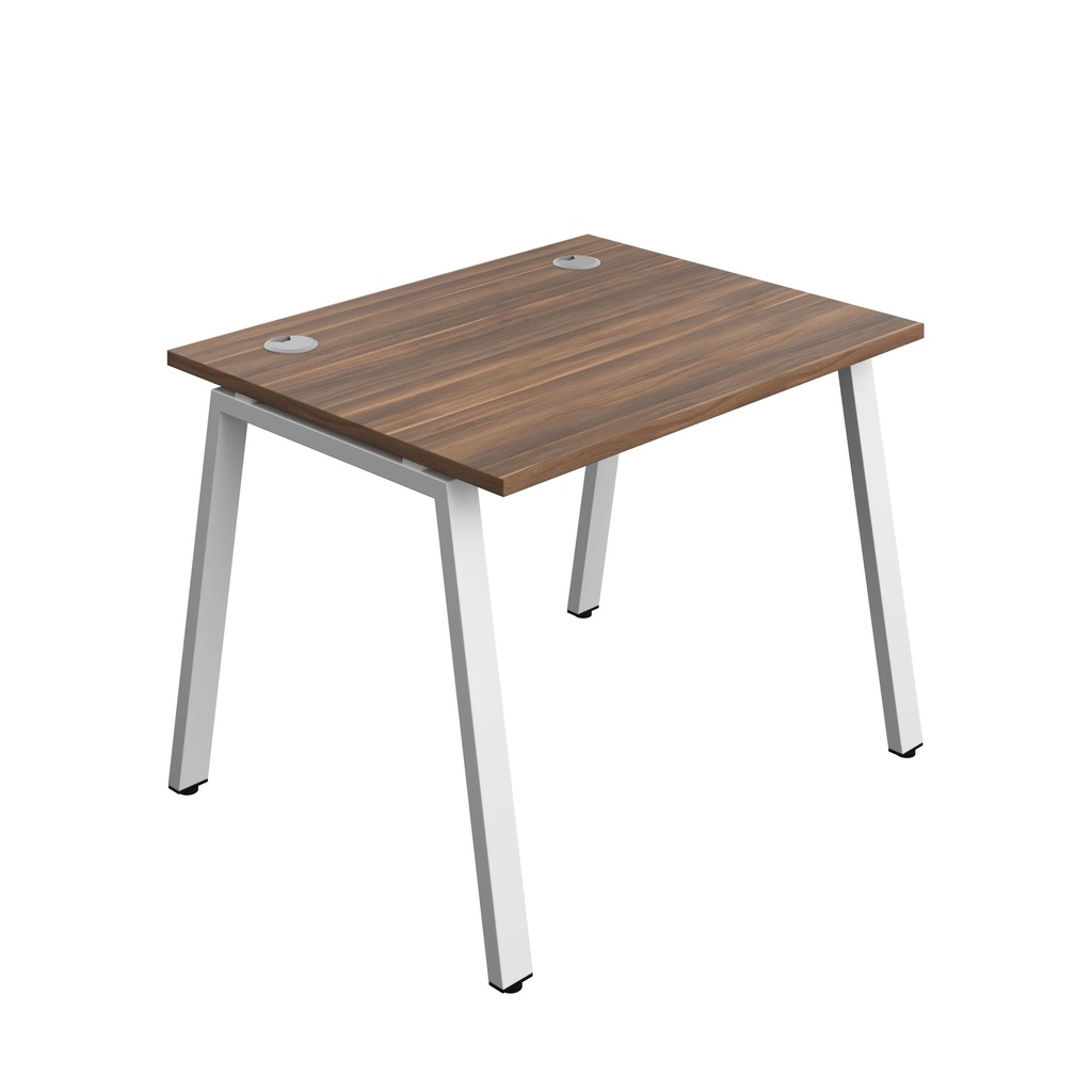 Synergy Bench With Cable Ports: 1 Person (Fsc) | A-Frame Leg | 1000 X 800 | Dark Walnut/White