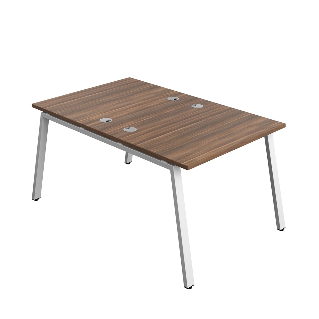 Synergy Bench With Cable Ports: 2 Person (Fsc) | A-Frame Leg | 1000 X 800 | Dark Walnut/White