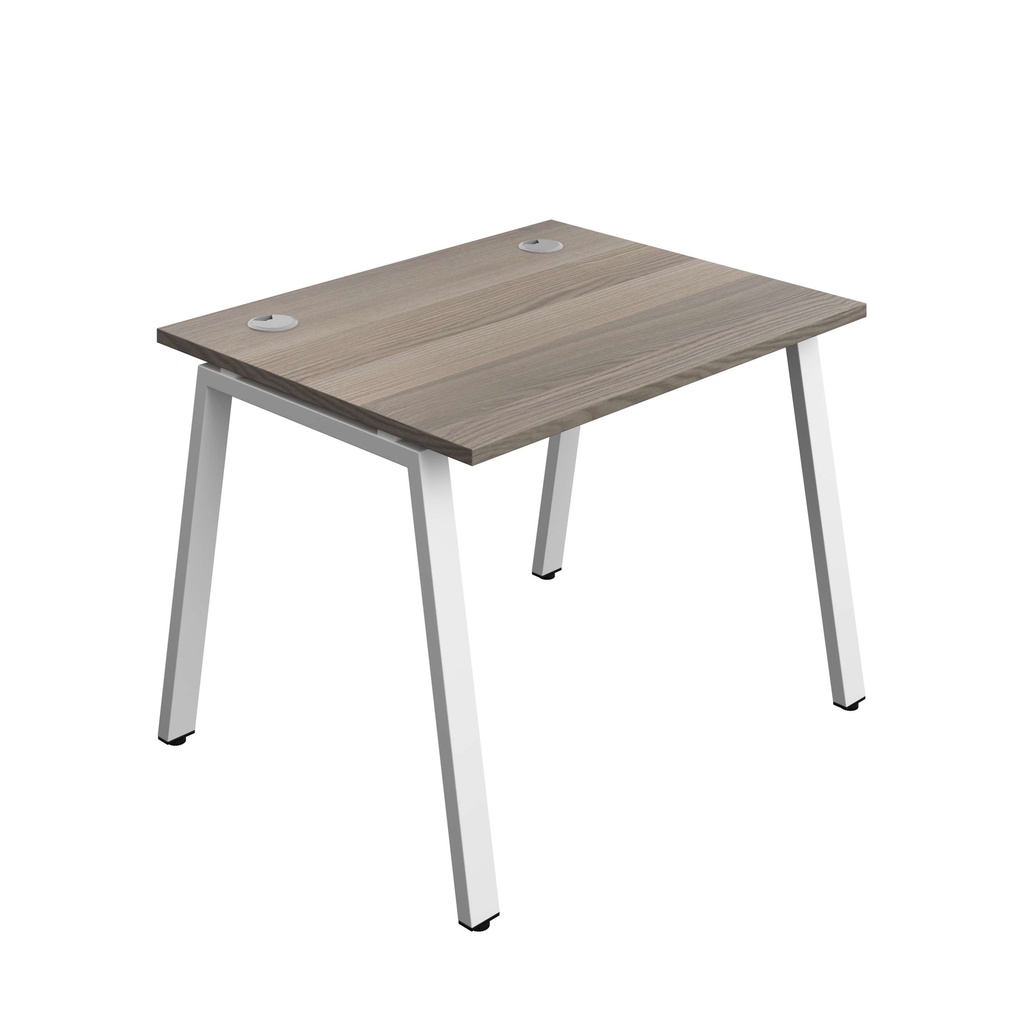 Synergy Bench With Cable Ports: 1 Person (Fsc) | A-Frame Leg | 1000 X 800 | Grey Oak/White
