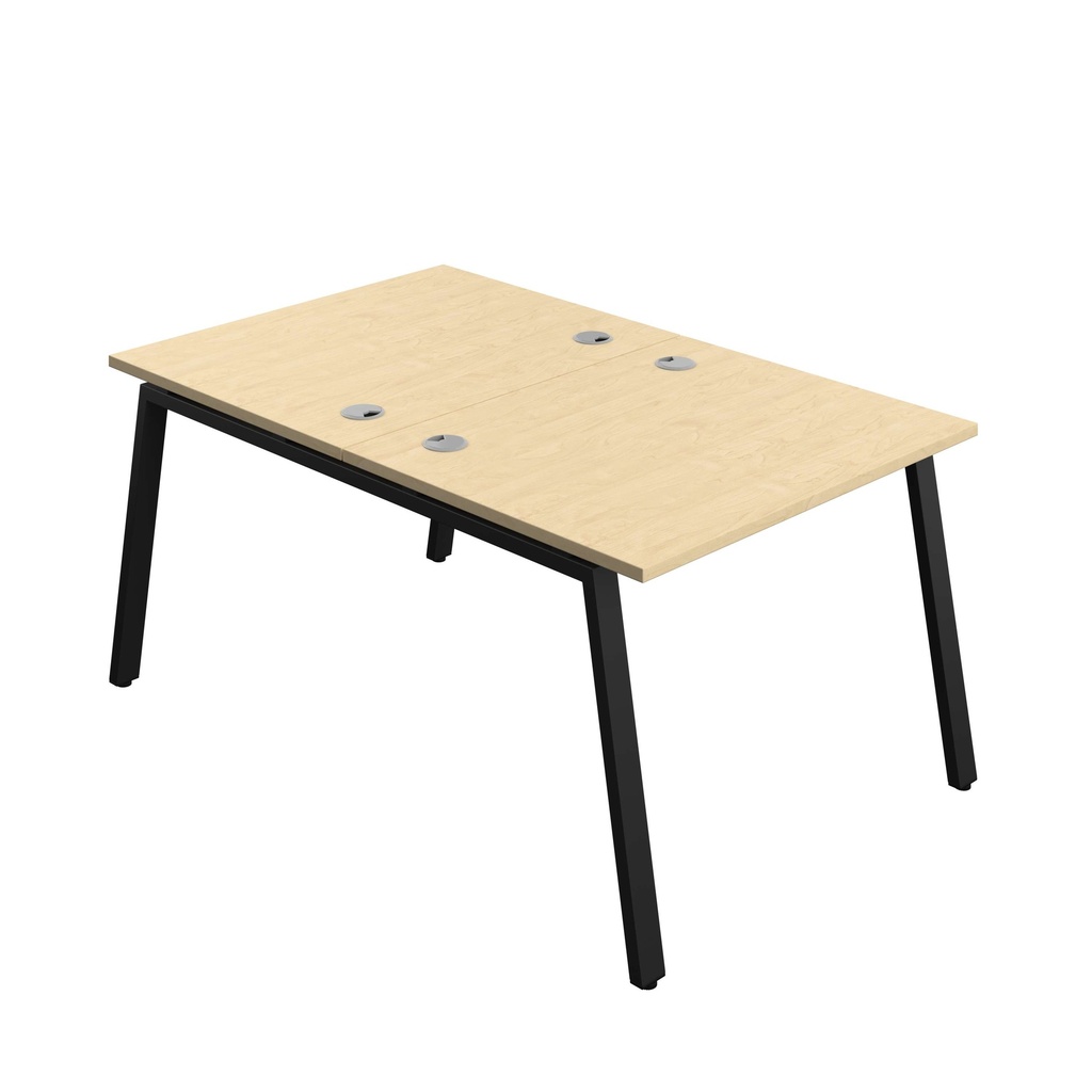Synergy Bench With Cable Ports: 2 Person (Fsc) | A-Frame Leg | 1000 X 800 | Maple/Black