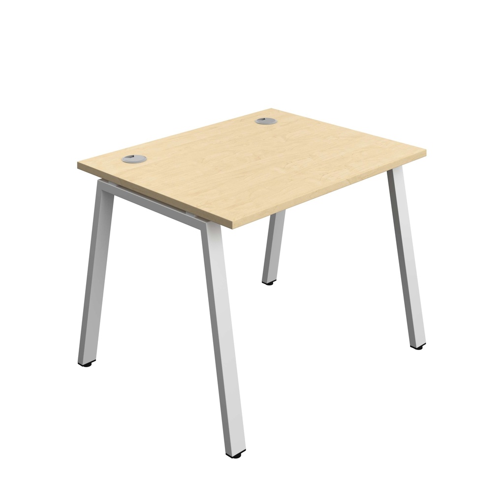 Synergy Bench With Cable Ports: 1 Person (Fsc) | A-Frame Leg | 1000 X 800 | Maple/Silver