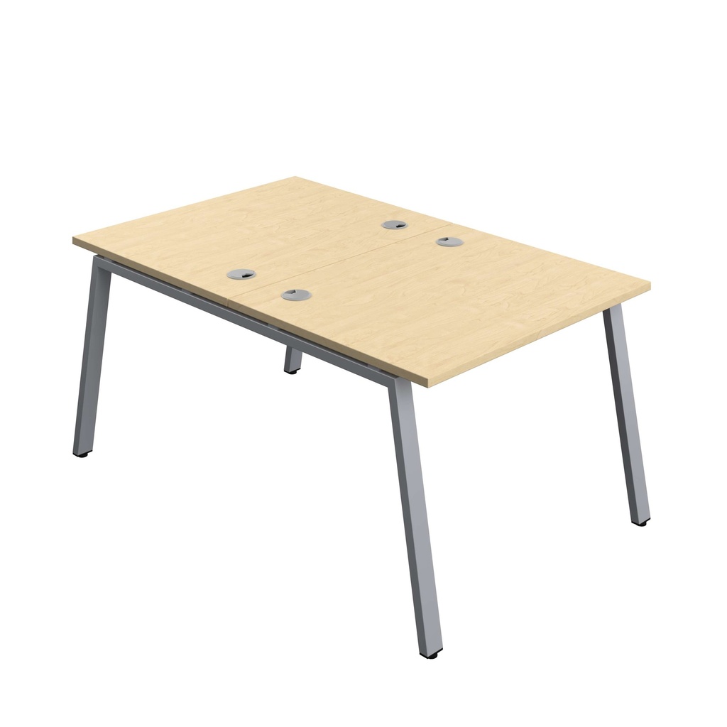 Synergy Bench With Cable Ports: 2 Person (Fsc) | A-Frame Leg | 1000 X 800 | Maple/Silver