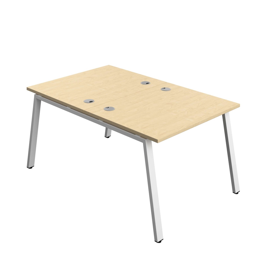 Synergy Bench With Cable Ports: 2 Person (Fsc) | A-Frame Leg | 1000 X 800 | Maple/White