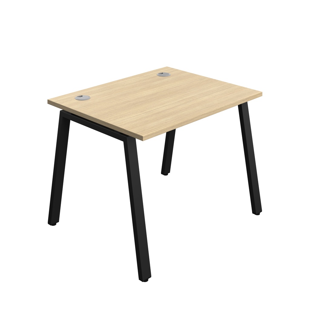 Synergy|1P Bench Desk|Cable Ports|A-Frame|1000X800|Nova Oak-Black