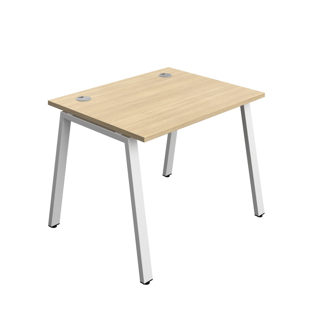 Synergy Bench With Cable Ports: 1 Person (Fsc) | A-Frame Leg | 1000 X 800 | Nova Oak/White