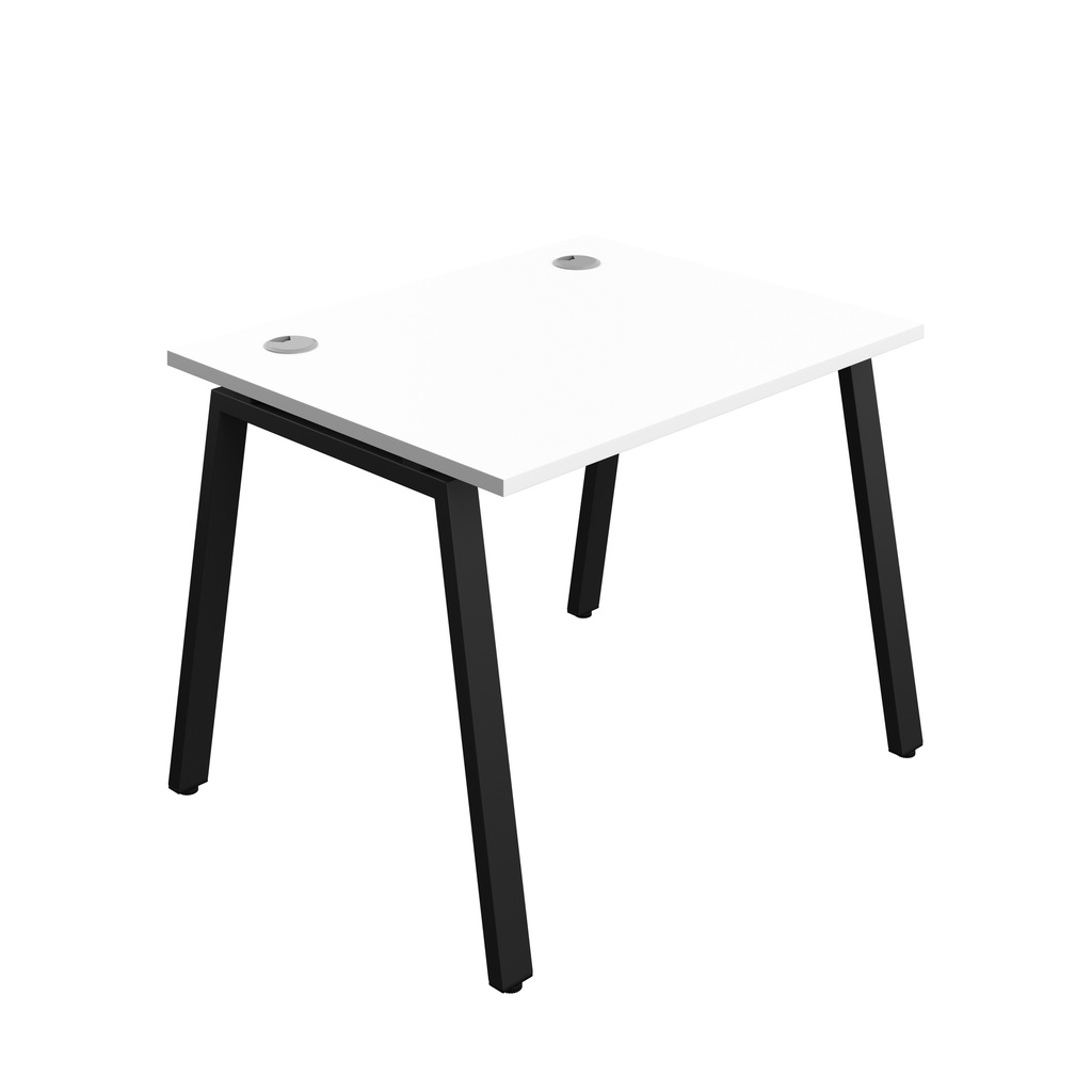 Synergy|1P Bench Desk|Cable Ports|A-Frame|1000X800|White-Black