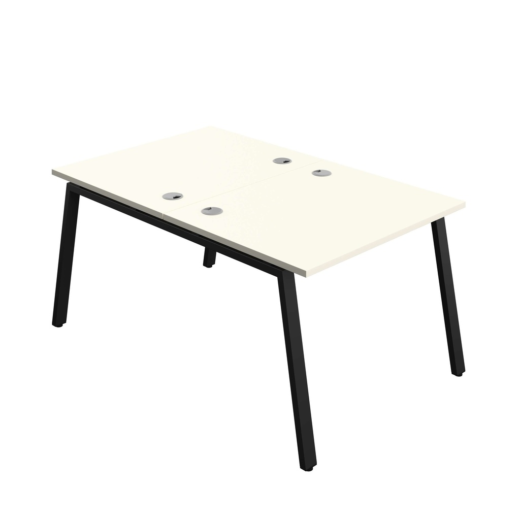 Synergy Bench With Cable Ports: 2 Person (Fsc) | A-Frame Leg | 1000 X 800 | White/Black