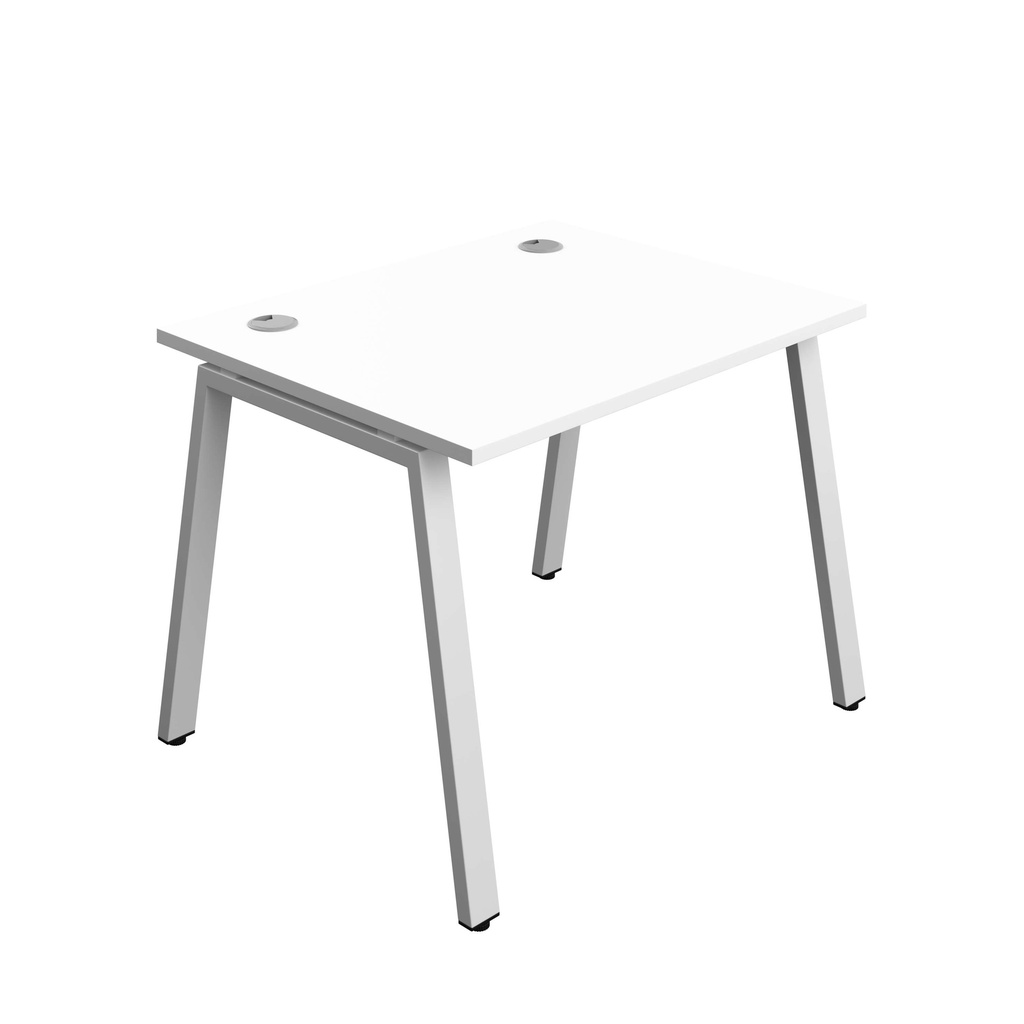 Synergy Bench With Cable Ports: 1 Person (Fsc) | A-Frame Leg | 1000 X 800 | White/Silver