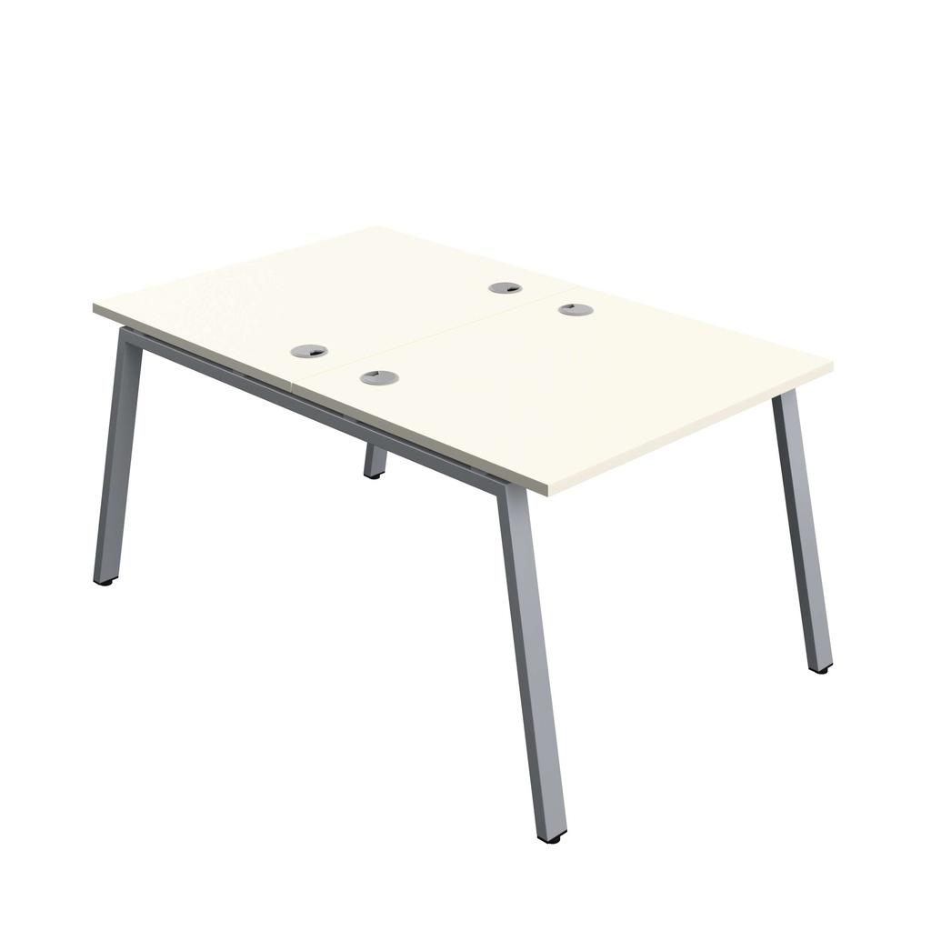 Synergy Bench With Cable Ports: 2 Person (Fsc) | A-Frame Leg | 1000 X 800 | White/Silver