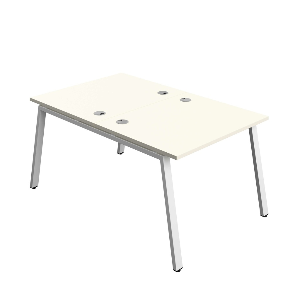 Synergy Bench With Cable Ports: 2 Person (Fsc) | A-Frame Leg | 1000 X 800 | White/White