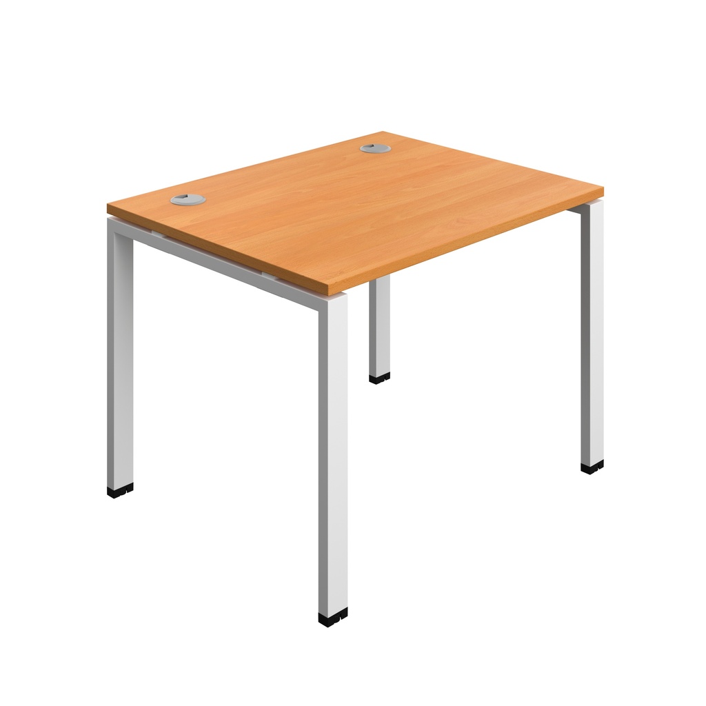 Synergy|1P Bench Desk|Cable Ports|Goal Post|1000X800|Beech-White