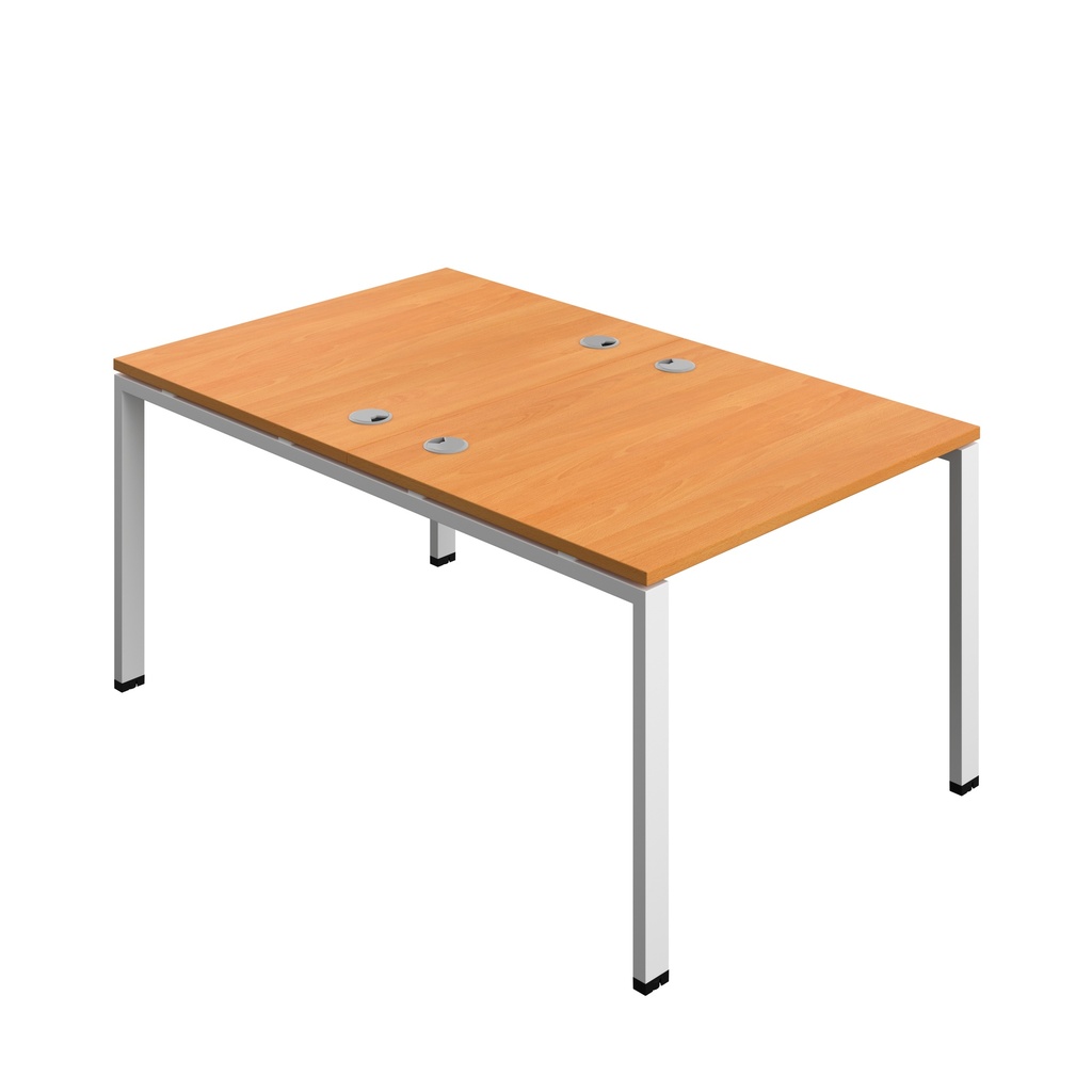 Synergy|2P Bench Desk|Cable Ports|Goal Post|1000X800|Beech-White