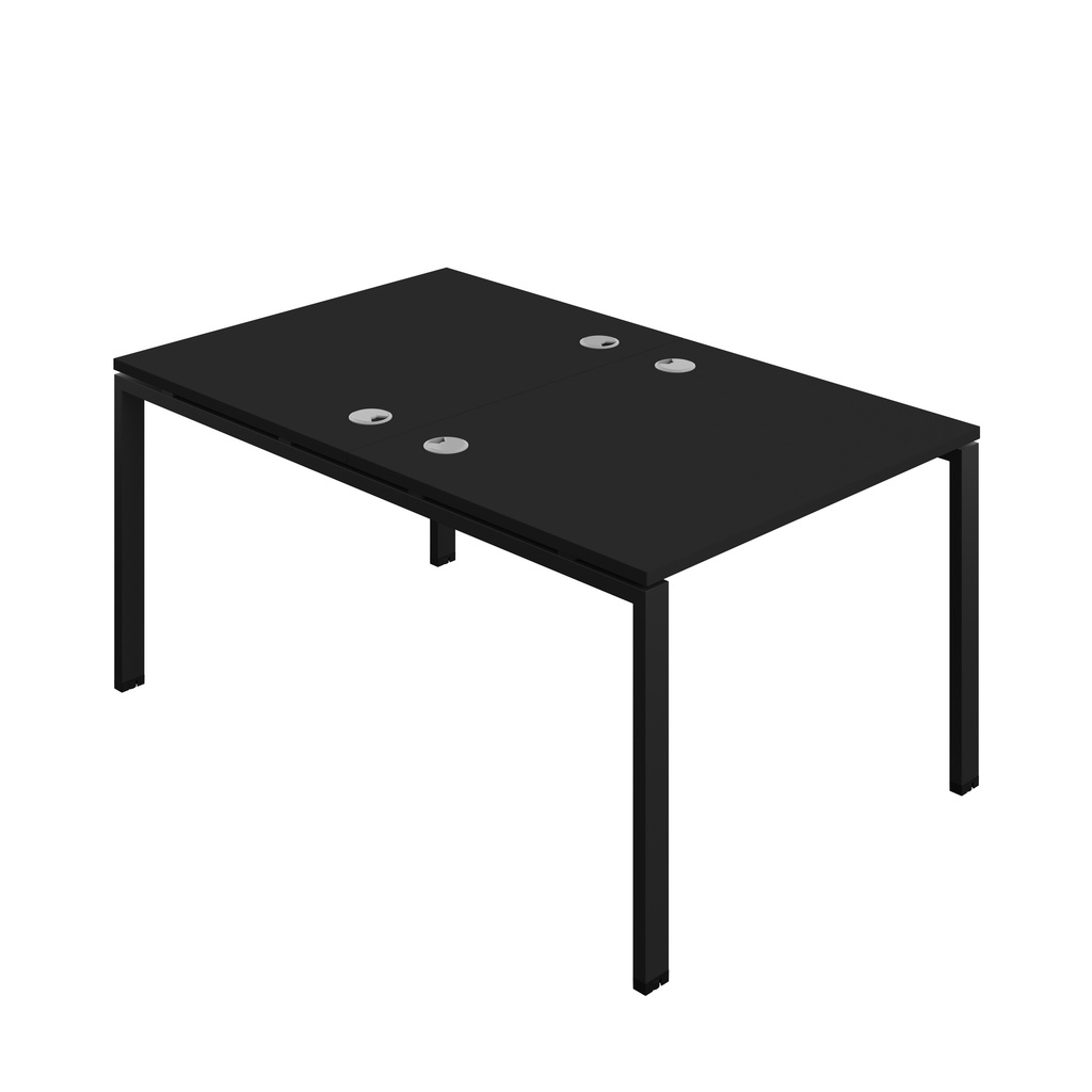 Synergy|2P Bench Desk|Cable Ports|Goal Post|1000X800|Black-Black