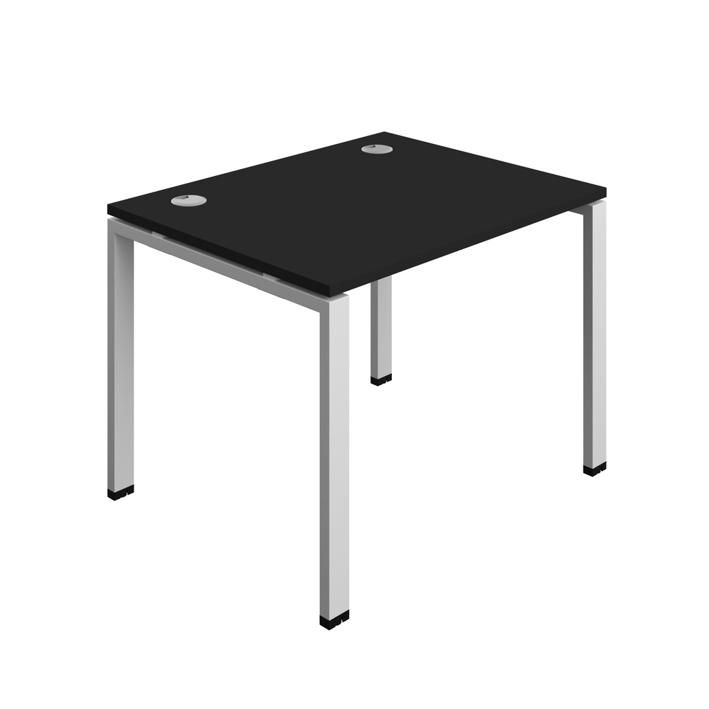 Synergy|1P Bench Desk|Cable Ports|Goal Post|1000X800|Black-Silver