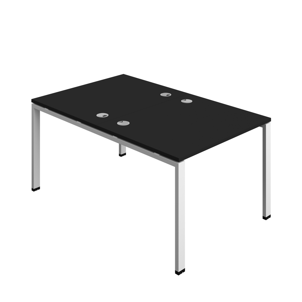 Synergy|2P Bench Desk|Cable Ports|Goal Post|1000X800|Black-White