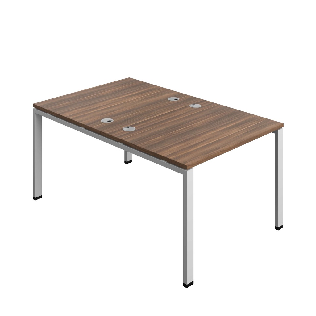 Synergy Bench With Cable Ports: 2 Person (Fsc) | Goal Post Leg | 1000 X 800 | Dark Walnut/Silver