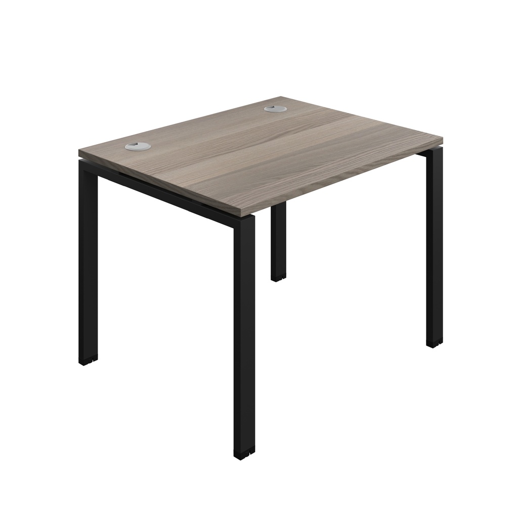Synergy|1P Bench Desk|Cable Ports|Goal Post|1000X800|Grey Oak-Black
