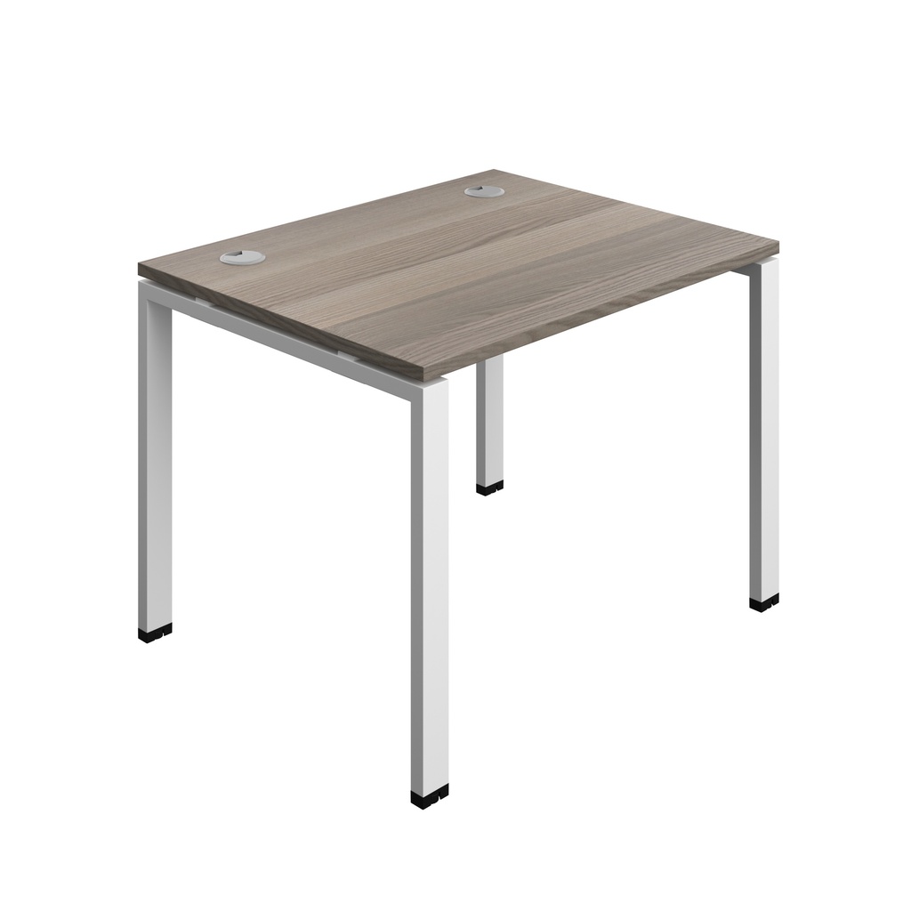 Synergy|1P Bench Desk|Cable Ports|Goal Post|1000X800|Grey Oak-White