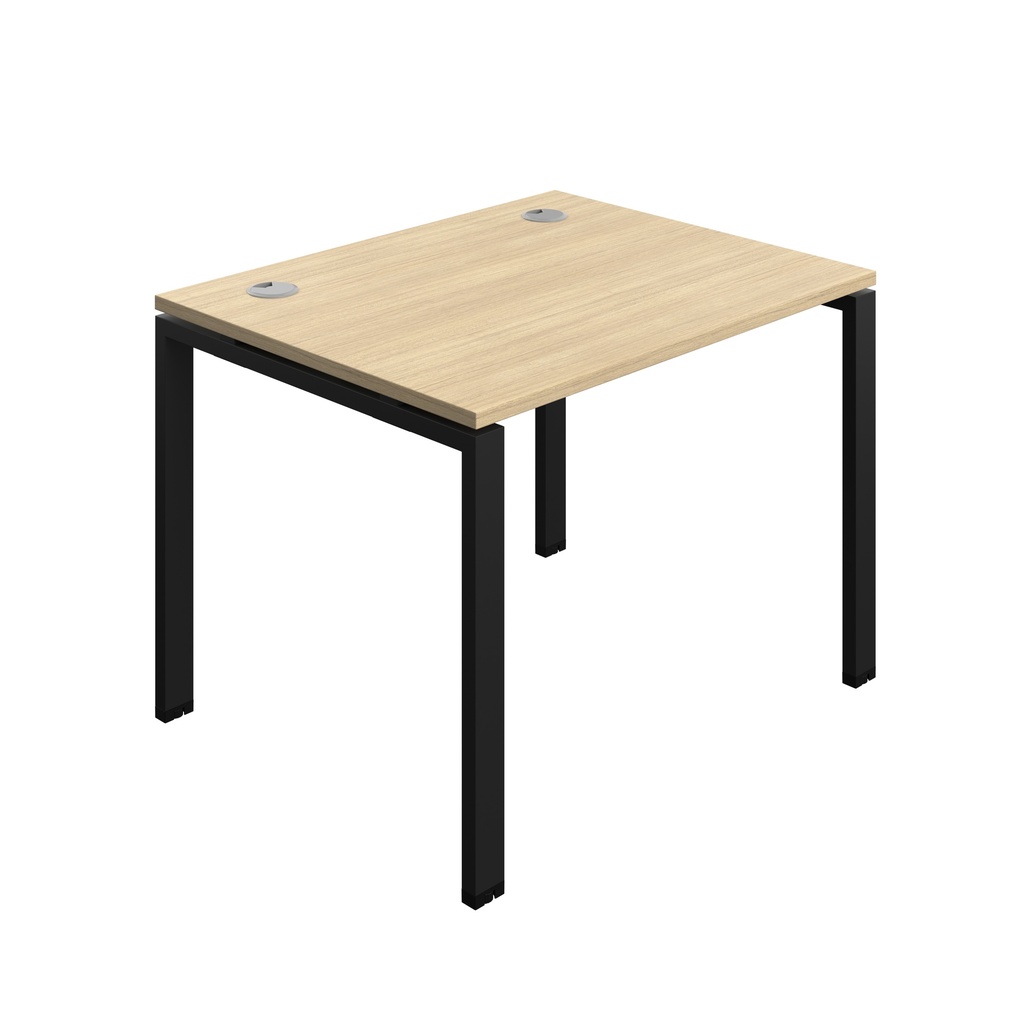 Synergy|1P Bench Desk|Cable Ports|Goal Post|1000X800|Nova Oak-Black