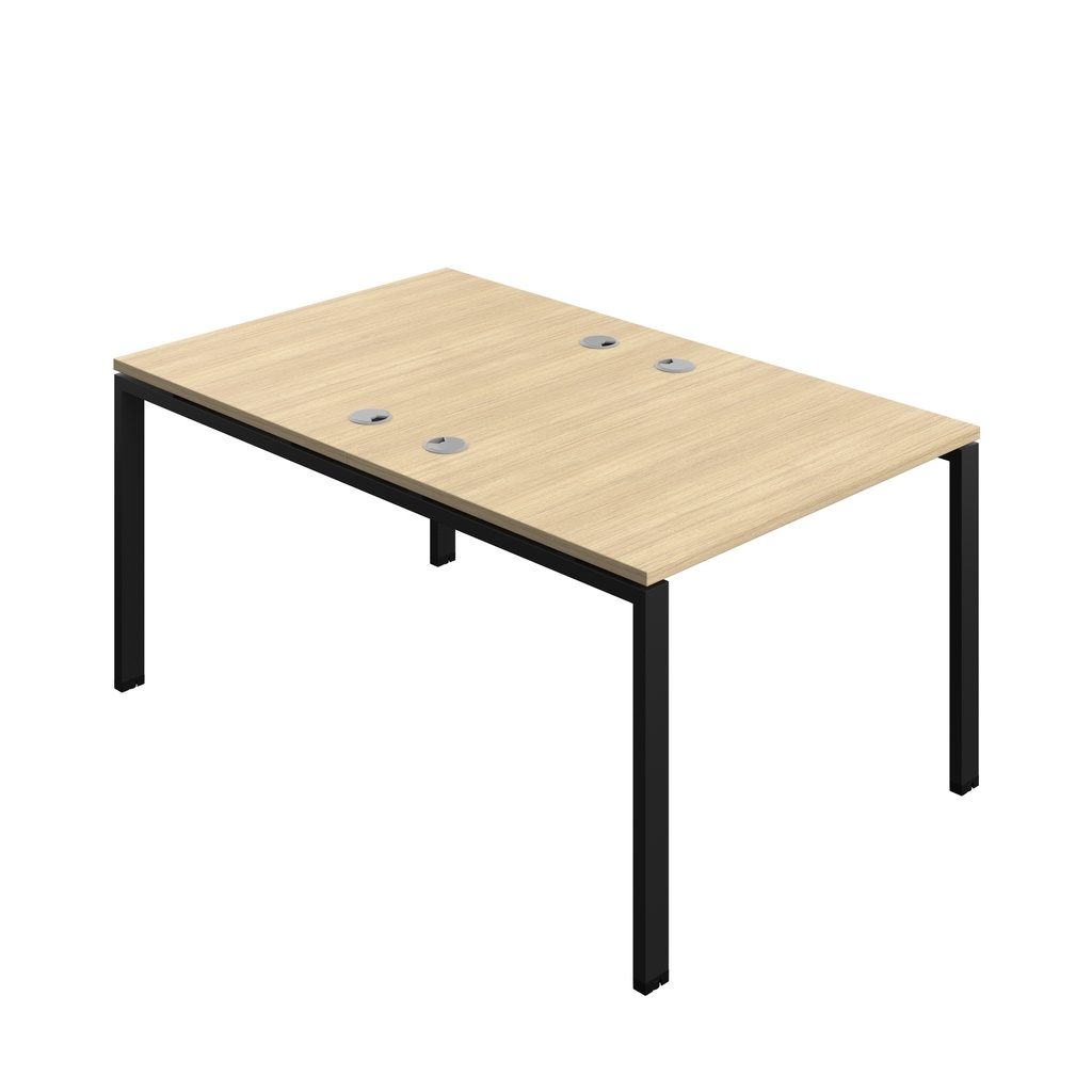 Synergy|2P Bench Desk|Cable Ports|Goal Post|1000X800|Nova Oak-Black