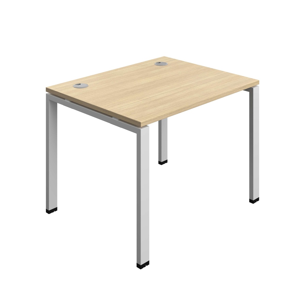 Synergy Bench With Cable Ports: 1 Person (Fsc) | Goal Post Leg | 1000 X 800 | Nova Oak/Silver