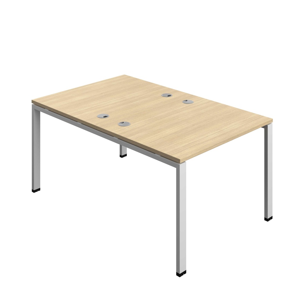 Synergy Bench With Cable Ports: 2 Person (Fsc) | Goal Post Leg | 1000 X 800 | Nova Oak/Silver