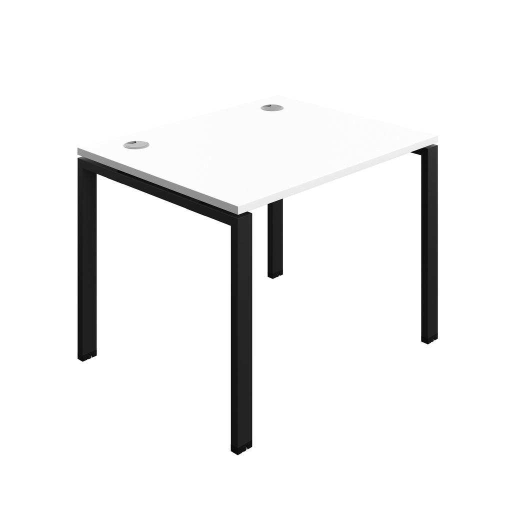 Synergy|1P Bench Desk|Cable Ports|Goal Post|1000X800|White-Black