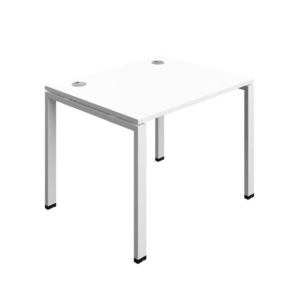 Synergy|1P Bench Desk|Cable Ports|Goal Post|1000X800|White-White
