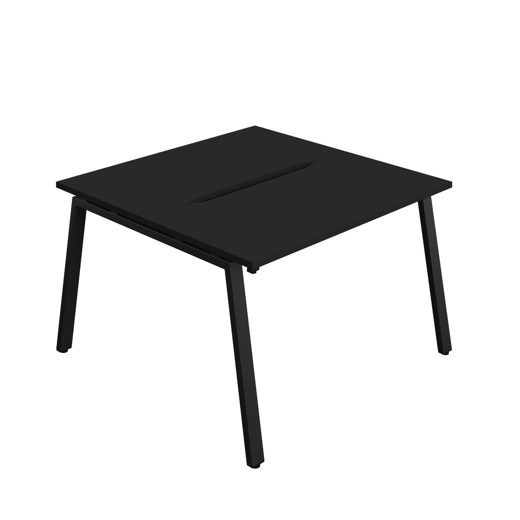 Synergy|2P Bench Desk|Cut Out|A-Frame|1200X600|Black-Black