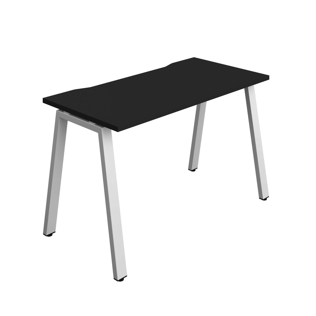 Synergy Bench With Cut Out: 1 Person (Fsc) | A-Frame Leg | 1200 X 600 | Black/Silver