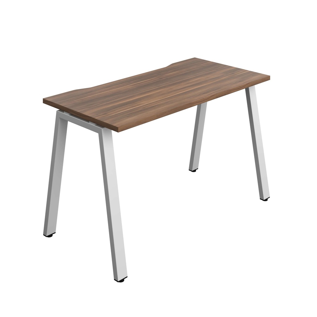 Synergy Bench With Cut Out: 1 Person (Fsc) | A-Frame Leg | 1200 X 600 | Dark Walnut/Silver