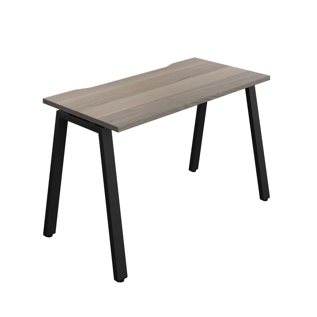 Synergy Bench With Cut Out: 1 Person (Fsc) | A-Frame Leg | 1200 X 600 | Grey Oak/Black