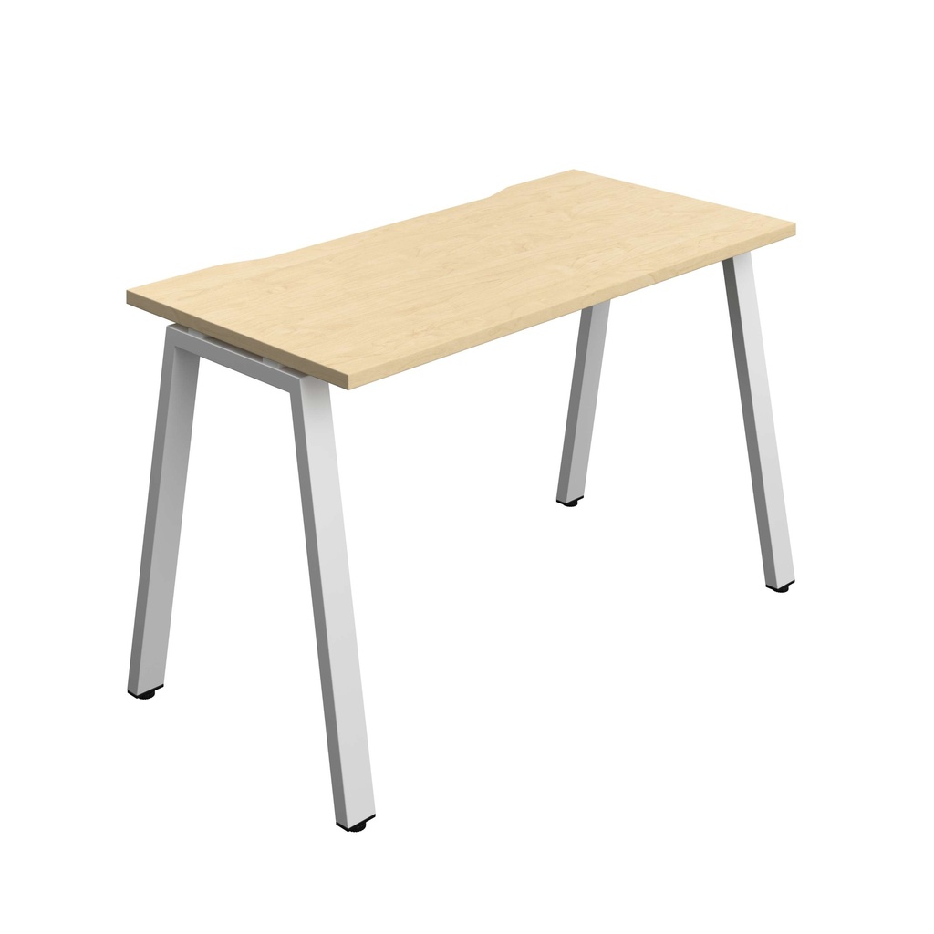 Synergy Bench With Cut Out: 1 Person (Fsc) | A-Frame Leg | 1200 X 600 | Maple/Silver